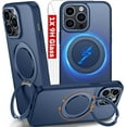 thumbnail image 1 of for iPhone 14 Pro Max Case Matte with Magnetic Rotatable Foldable Stand,[Military Dropproof] Translucent iPhone 14 Pro Max Phone Case Compatible with MagSafe (Blue), 1 of 14