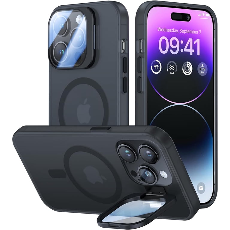 iphone14promax ケース for iPhone 14 Pro Max Case with Metal Camera Stand [Built-in 9H
