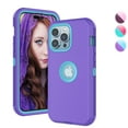thumbnail image 1 of iPhone 14 Pro Max Case,Njjex Case for iPhone 14,14 Pro,14 Plus,14 Pro Max,Full-Body Shockproof Protection Heavy Duty Armor Hard Plastic & Shock Absorption Rubber Rugged Bumper 3-in-1 Case Cover,Purple, 1 of 7
