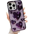 thumbnail image 1 of iPhone 14 Pro Max Case, Plating Bling 3D Love Heart, Cute Love Hearts Sparkle Phone Case for Women Girls, Soft TPU Full Camera Shockproof Protective Clear Case - Purple, 1 of 13