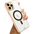 thumbnail image 1 of for iPhone 14 Pro Max Case Plating Magnetic Crystal [ Support for Magsafe ] Luxury Case Camera Protector Shockproof Protective Anti-Skid Edge Cover Screen Protector Cover Phone Case -Pink, 1 of 11