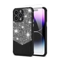 thumbnail image 1 of iPhone 14 Pro Max Case with Screen Protector, Apple 14 Pro Max Cover, Glitter Bling Design Luxury Anti-Scratch Shockproof Bumper Phone Case for Apple iPhone 14 Pro Max - Black, 1 of 7