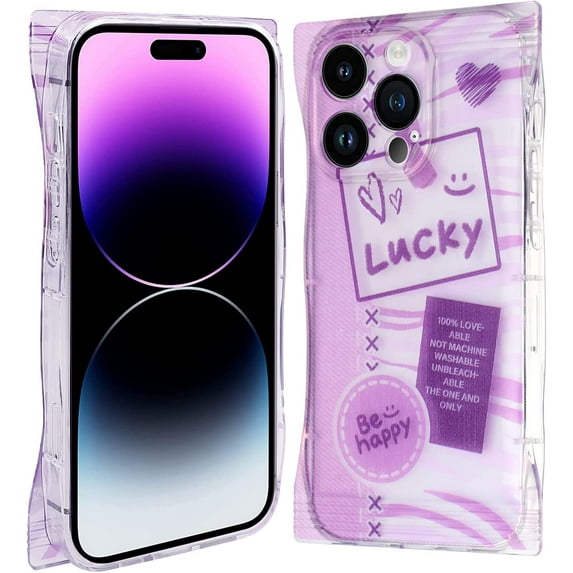 iPhone 14 Pro Max Case, Shockproof Kawaii TPU Phone Case for iPhone 14 Pro Max 2022 (6.7 Inch), with Soft Cute Back Case for Girls and Women, Purple Love