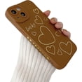 thumbnail image 1 of for iPhone 14 Pro Max Case, Side&Back Cute Plated Love Heart Case for Women Girls Gold Pattern Full Camera Lens Protection Slim Fit Soft TPU Shockproof Bumper Protective Phone Cover Case, Brown, 1 of 7