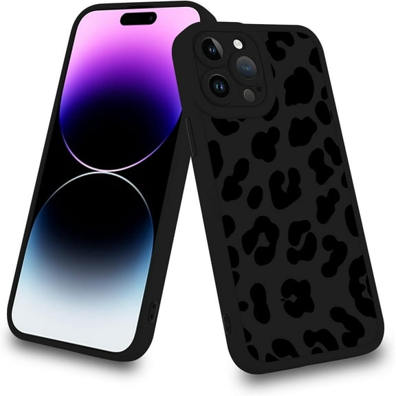 for iPhone 14 Pro Max Case Silicone Cute Black Leopard Print Pattern Slim Fit Cover with Cheetah Print for Women Girls Protective Phone Case for iPhone 14 Pro Max 6.7 Inch