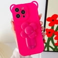 thumbnail image 1 of for iPhone 14 Pro Max Case Silicone Stand Case Flower Kickstand Holder Invisible Platin Bracket Soft Cute Bear Luxury Bumper Fashion Protection Shockproof Case for Women Girls Rose, 1 of 8