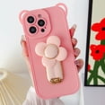 thumbnail image 1 of for iPhone 14 Pro Max Case Silicone Stand Case Flower Kickstand Holder Invisible Platin Bracket Soft Cute Bear Luxury Bumper Fashion Protection Shockproof Case for Women Girls Pink, 1 of 8