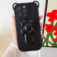 thumbnail image 1 of for iPhone 14 Pro Max Case Silicone Stand Case Flower Kickstand Holder Invisible Platin Bracket Soft Cute Bear Luxury Bumper Fashion Protection Shockproof Case for Women Girls Black, 1 of 8