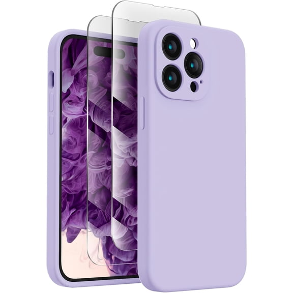 for iPhone 14 Pro Max Case, Silicone Upgraded [Camera Protection] for iPhone 14 ProMax Case with [2 Screen Protectors], Soft Anti-Scratch Microfiber Lining Inside, 6.7 inch, Clove Purple