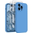 thumbnail image 1 of for iPhone 14 Pro Max Case, Silicone Upgraded [Camera Protection] for iPhone 14 ProMax Case with [2 Screen Protectors], Soft Anti-Scratch Microfiber Lining Inside, 6.7 inch, Blue, 1 of 11