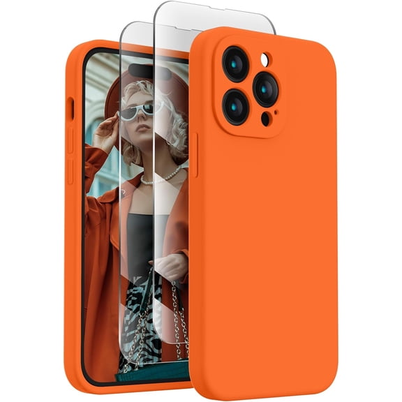 for iPhone 14 Pro Max Case, Silicone Upgraded [Camera Protection] for iPhone 14 ProMax Case with [2 Screen Protectors], Soft Anti-Scratch Microfiber Lining Inside, 6.7 inch, Calke Green