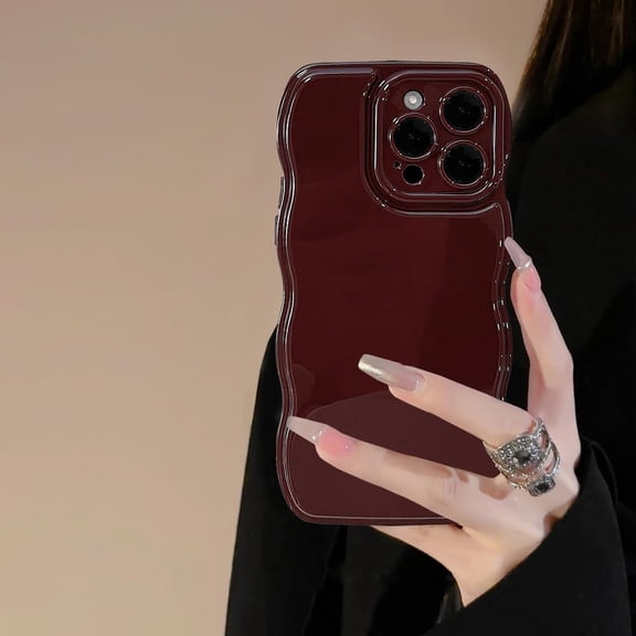 iPhone 14 Pro Max Case,Simple Wave Design Wavy Frame Soft Silicone Aesthetic Phone Case for iPhone 14 Pro Max Phone Case,Wine Red