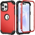thumbnail image 1 of for iPhone 14 Pro Max Case, Slim Dual Layer 3 in 1 Heavy Duty Protection Hybrid Hard PC Soft Silicone Rugged Bumper Anti Slip Full-Body Protective Cases for iPhone 14 Pro Max, Red, 1 of 10