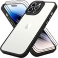 thumbnail image 1 of for iPhone 14 Pro Max Case Sparkly Diamond Crystal Metal Bling Camera Lens Cover Back Clear & Matte Bumper Silicone Shockproof Protective Case + Screen Protector for Girls and Women -Black, 1 of 12