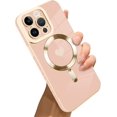 thumbnail image 1 of for iPhone 14 Pro Max Case [Support Magsafe] Love Heart Pattern Magnetic Plating Electroplate Luxury Elegant Case Camera Protector Soft TPU Shockproof Protective Corner Back Cover -Pink, 1 of 12
