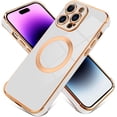 thumbnail image 1 of for iPhone 14 Pro Max Case [Support for Magsafe] Magnetic Plating Electroplate Luxury Elegant Four Corner Protection Case Camera Protector Soft TPU Shockproof Back Cover Case -White, 1 of 11