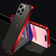 iPhone 14 Pro Max Case, TECH CIRCLE Aluminum Frame Metal Bumper Frame Slim Hard Case with Soft Inner Bumper Raised Edge Protection No-Back Case for Apple iPhone 14 Pro Max 6.7 inch 2022,Red