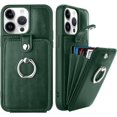 thumbnail image 1 of for iPhone 14 Pro Max Case Wallet, Card Holder Kickstand Mental Ring Leather for iPhone 14 Pro Max Case + Screen Protector, Card Slot iPhone 14 Pro Max Case for Girls Women -Green, 1 of 12