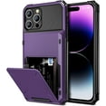thumbnail image 1 of for iPhone 14 Pro Max Case Wallet Cover 4-Card Credit Card Holder ID Slot Scratch Resistant Dual Layer Hybrid Protective Hard Shell Rugged TPU Bumper Armor Case 6.7 inch Grey Purple, 1 of 13