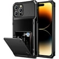 thumbnail image 1 of for iPhone 14 Pro Max Case Wallet Cover 4-Card Credit Card Holder ID Slot Scratch Resistant Dual Layer Hybrid Protective Hard Shell Rugged TPU Bumper Armor Case 6.7 inch Black, 1 of 12