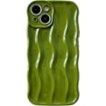 thumbnail image 1 of for iPhone 14 Pro Max Case, Water Ripple Pattern Curly Wave Frame Soft Phone Case for Women Girls, Cute Curly TPU Protective Case for iPhone 14 Pro Max, Green, 1 of 7