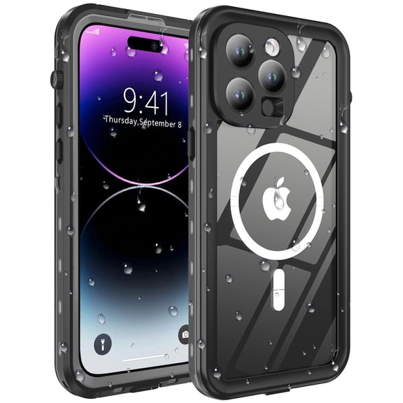 For iPhone 14 Pro Max Case Waterproof, [Shockproof] [Dustproof] [IP68 Waterproof] Full-Body Hard Case Built-in [Lens Screen Protection] for Diving Case (Black, for iPhone 14 Pro Max 6.7in)