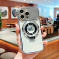 thumbnail image 1 of for iPhone 14 Pro Max Case Wave Edge with Rotatable Ring Stand Compatible with MagSafe, Plating Clear Case with Camera Lens Protector Slim Phone Case for Women Girls For iPhone 14 Pro Max, Silver, 1 of 11