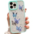 thumbnail image 1 of for iPhone 14 Pro Max Case Women Cute Glitter iPhone 14 ProMax Butterfly Case Girls Soft TPU Slim Fit Clear Sparkly Bling Shockproof Ptotective Full Lens Protection Dainty Cover 6.7" (Blue), 1 of 9