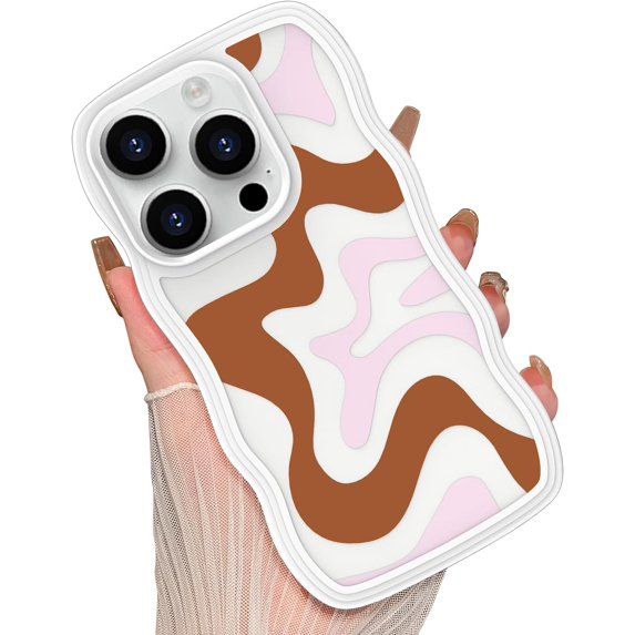 for iPhone 14 Pro Max Case for Women Girls, Cute Curly Wave Frame Shape Design, Cute Art Wavy Painted, Soft TPU Shock-absorbing and Fall-Resistant for iPhone 14 Pro Max Phone Case 6.7"-Orange