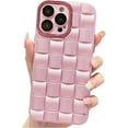 thumbnail image 1 of for iPhone 14 Pro Max Case for Women Men, Fashion 3D Woven Pattern Bump Feel, with Full Camera Protection Back Cover, Grid Phone Case for iPhone 14 Pro Max (6.7") - Pink, 1 of 10