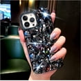 thumbnail image 1 of for iPhone 14 Pro Max Case for Women，Shiny Luxury Bling Phone Case with 3D Glitter Sparkle Crystal Rhinestone Diamond Gems on Hard Reflective PC Back，Soft TPU Bumper Cover Girly Girl（Black）, 1 of 7