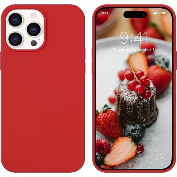 iPhone 14 Pro Max Case, iPhone 14 Pro Max Phone Case Liquid Silicone Gel Rubber Slim Phone Cases Soft Anti-Scratch Microfiber Lining Full Protective Cover iPhone 14 Pro Max 6.7", Red