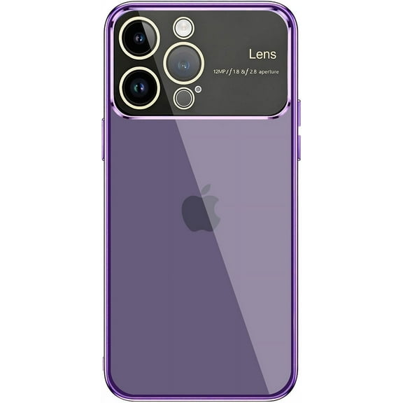for iPhone 14 Pro Max Clear Case with Full Camera Lens Protector [Non-Yellowing & Support Wireless Charging] Slim Soft TPU Protective Transparent Phone Case for iPhone 14 Pro Max (Purple)