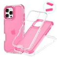 thumbnail image 1 of for iPhone 14 Pro Max Clear Case, Heavy Duty Durable 3-Layers Transparent [Not-Yellowing][Military Grade Drop Protection] Shockproof Protective Cover for iPhone 14 Pro Max, Pink, 1 of 7