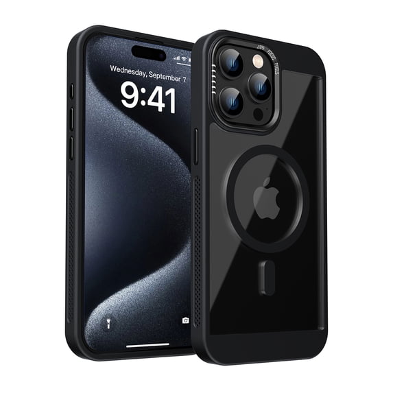 for iPhone 14 Pro Max Clear Case with Magnetic Ring, Mesh Breathable Heat Dissipation Hole Slim Phone Case, Military Grade Protection Non-Yellowing Transparent Cover for iPhone 14 Pro Max, Black
