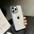 thumbnail image 1 of for iPhone 14 Pro Max Clear Magnetic Case Compatible with MagSafe Wireless Charging, High-Transparency Colored Frame Rugged PC Backplane Shockproof Non-Yellowing Cover for iPhone 14 Pro Max,Blue, 1 of 1