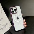 thumbnail image 1 of for iPhone 14 Pro Max Clear Magnetic Case Compatible with MagSafe Wireless Charging, High-Transparency Colored Frame Rugged PC Backplane Shockproof Non-Yellowing Cover for iPhone 14 Pro Max,Purple, 1 of 1
