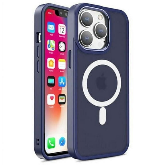 iPhone 14 Pro Max Clear Magnetic Transparent Case Rugged Lightweight Slim Shockproof Transparent Heavy Duty Case for iPhone 14 Pro Max, Navy