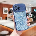 thumbnail image 1 of for iPhone 14 Pro Max - Curly Wave Edge Design, Transparent Bling Glitter Leopard Shiny Case, Cute Clear Full Protection TPU Shockproof Rugged Phone Cover Case for Women and Girls,Blue, 1 of 9
