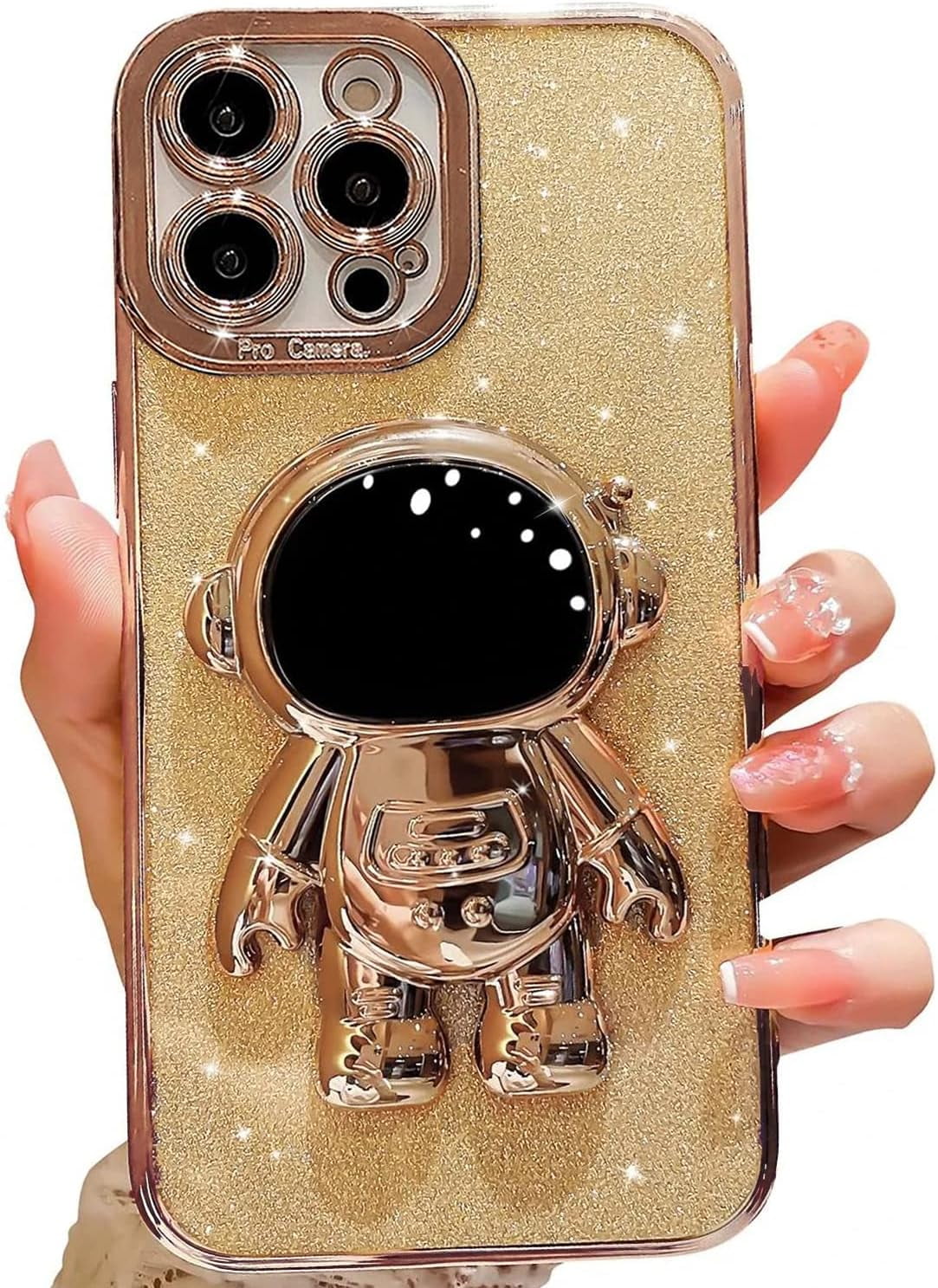 For Iphone 14 Pro Max Glitter Case Luxury Plating Astronaut Hidden 