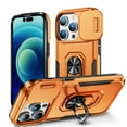 thumbnail image 1 of for iPhone 14 Pro Max Hard Case, with Camera Cover & Kickstand Holder, Built-in 360°Rotate Ring Stand Anti-scratch Drop Protection Magnetic Phone Case for Apple iPhone 14 Pro Max - Orange, 1 of 7