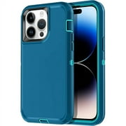 Entronix Heavy Duty Case Compatible with iPhone 14 Pro Max, Shockproof Hard Cover, Teal Blue