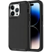 iPhone 14 Pro Max Heavy Duty Case {Shock Proof,Shatter Resistant, Protective Rubber with 3 Layer Shell Case Compatible for Apple iPhone 14 Pro Max 6.7 in, 2022 Release} Color Black
