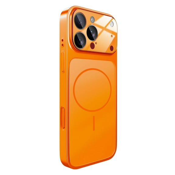 for iPhone 14 Pro Max Magnetic Anti-Scratch Tempered Glass Case Camera Lens Protection, Upgrade to iPhone 17 Pro Max Look, Luxury Shockproof Lightweight Ultra Slim Hard PC Phone Cover, Orange
