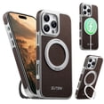 thumbnail image 1 of for iPhone 14 Pro Max Magnetic Case with 360 Rotating Ring Kickstand & Wireless Charging Support, Compatible with MagSafe, Lychee Texture PU Leather Metal Fashion Protective Phone Case, Brown, 1 of 10