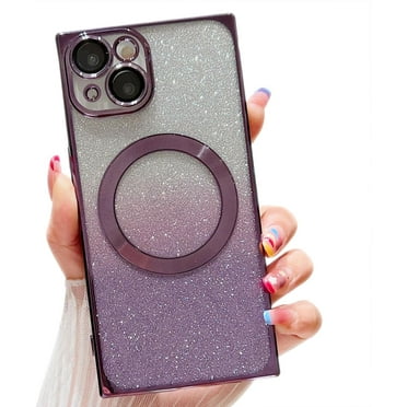 for iPhone 14 Pro Max Magnetic Case Compatible with MagSafe,Full Protection  Glitter Case with Camera Lens Protector Anti-Scratch Dust-Proof Net Case for iPhone 14 Pro Max Purple