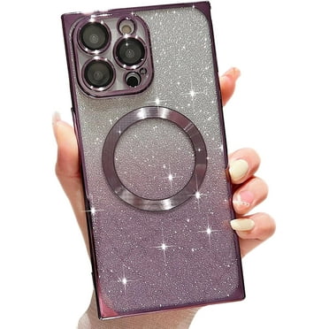 for iPhone 14 Pro Max Magnetic Case Compatible with MagSafe,Full Protection  Glitter Case with Camera Lens Protector Anti-Scratch Dust-Proof Net Case for iPhone 14 Pro Max Purple