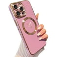 thumbnail image 1 of iPhone 14 Pro Max Magnetic Case - Light Purple, Cute Love Heart, Soft Silicone Magsafe Bumper with Camera Lens Protection, 1 of 12