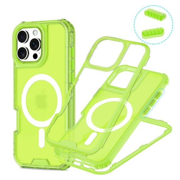 for iPhone 14 Pro Max Magnetic Case [Support Wireless Charging] Translucent Candy Color Phone Case Slim Shockproof Triple-Layers Rugged Protective Cover for iPhone 14 Pro Max, Green