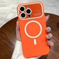 thumbnail image 1 of for iPhone 14 Pro Max Magnetic Case with Window Camera Lens Protection [Compatible with MagSafe] Women Men Soft Silicone Shockproof Protective Cover for iPhone 14 Pro Max 6.7 inch, Orange, 1 of 8